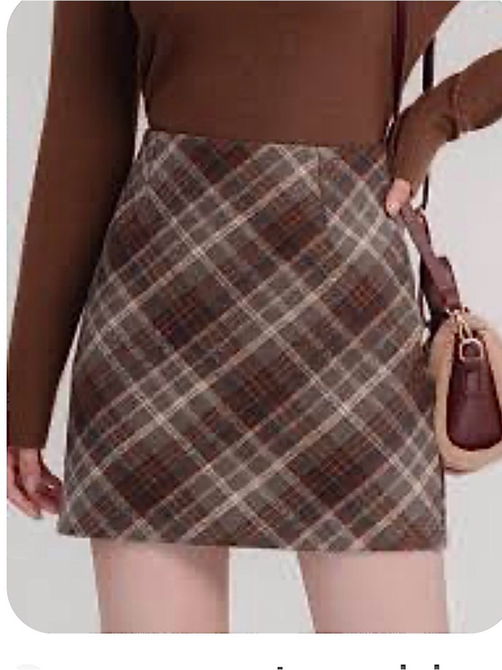 🆕- RIHOAS- Brown Plaid A-Line Casual Mini Skirt. Size: 4